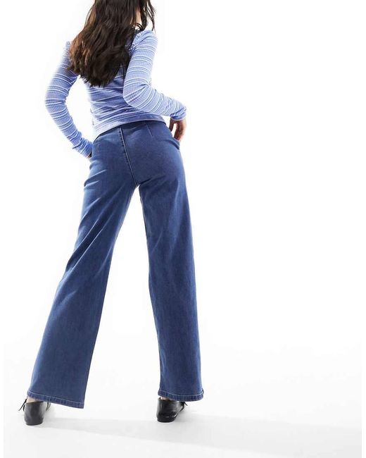 Jdy Blue High Waisted Wide Leg Jean
