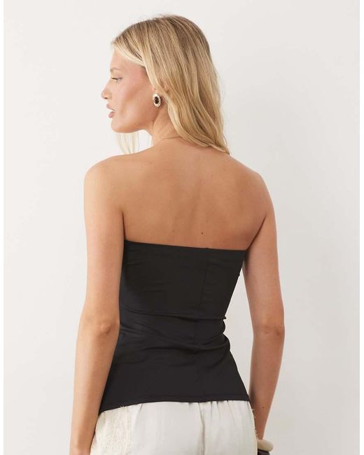 ASOS Black Bandeau Pleat Co-Ord Top
