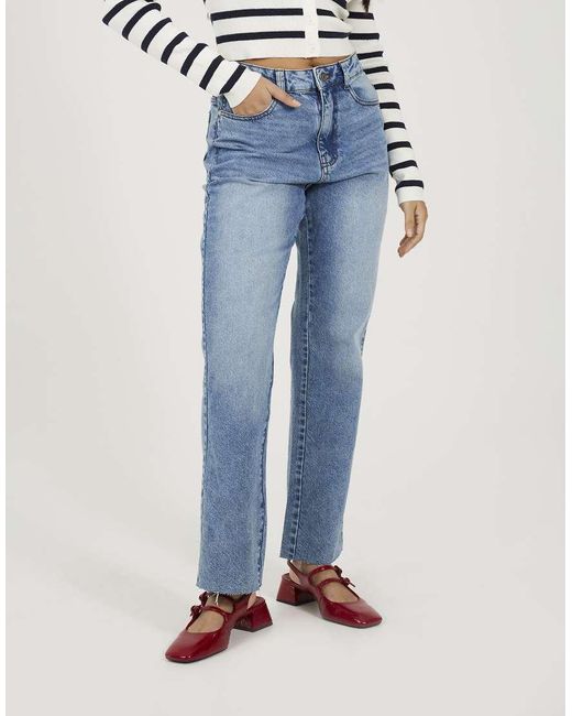 Brave Soul Blue Mid Rise Straight Leg Jeans