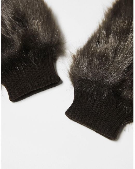Collusion Black Unisex Faux Fur Oversized Mitten