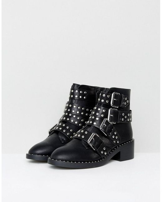 Studded buckle 2024 ankle boots