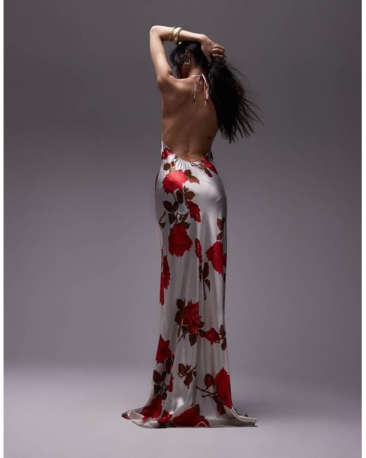 TOPSHOP Multicolor Halter Neck Maxi Bias