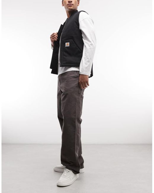 Carhartt Brown Single Knee Loose Straight Fit Jeans for men