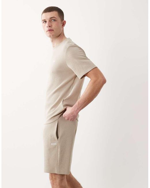 Boss Natural Waffle Co-Ord Lounge Shorts for men