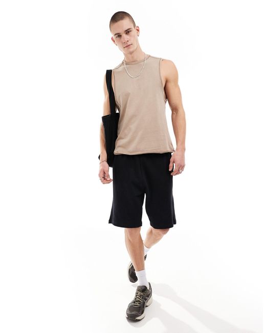 ASOS 4505 Natural Cotton Drop Arm Hole Tank With Quick Dry for men