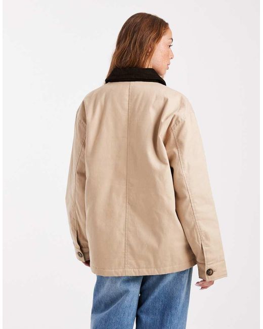 Brave Soul Natural Canvas Barn Jacket With Corduroy Collar