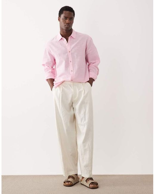 Jack & Jones Pink Linen Blend Shirt for men