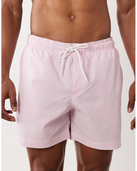Jack & Jones Pink Seersucker Stripe Swimshorts for men