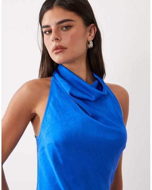 ASOS Blue Cowl Halter Midaxi Dress