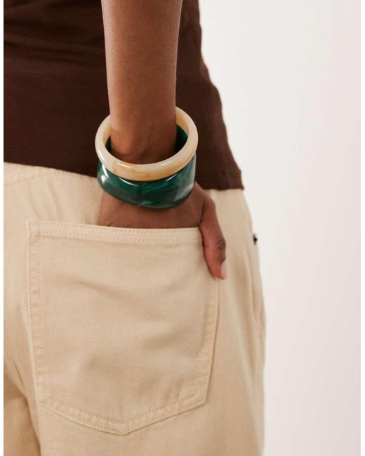 ASOS Brown Pack Of 2 Mixed Resin Bangles