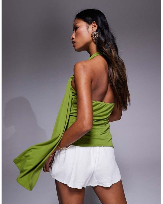 Top Con Fular Al Cuello Y Herraje Dorado De River Island de color Green
