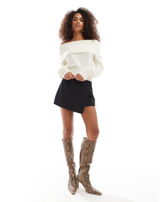 White fluffy bardot jumper sale