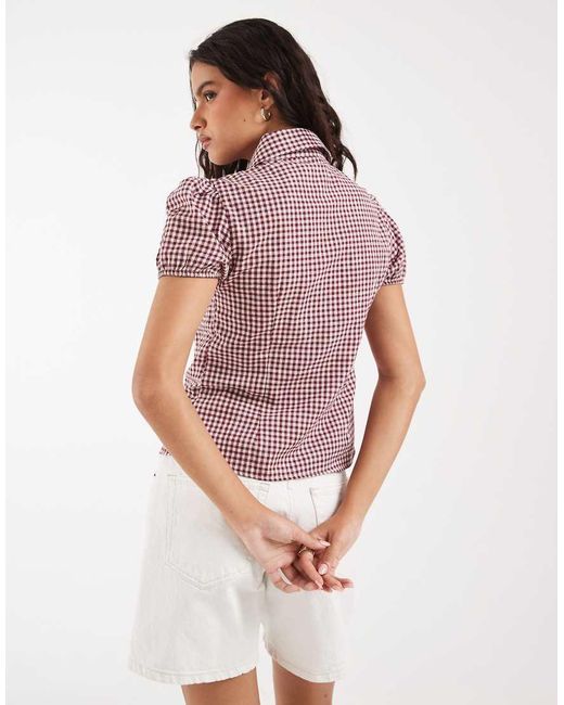 ASOS Multicolor Cap Sleeve Peter Pan Collar Shirt