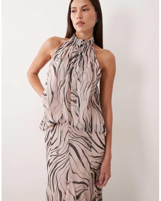 ASOS Pink Halter Neck Slouchy Dropped Waist Godet Maxi Dress