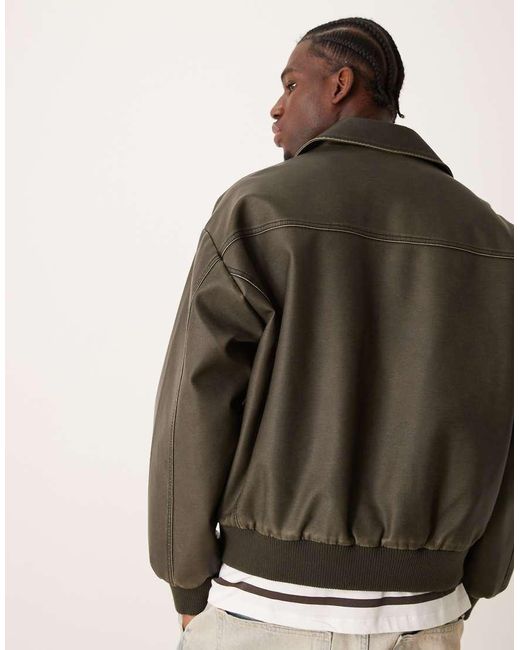 New Look Brown Faux Leather Jacket for men