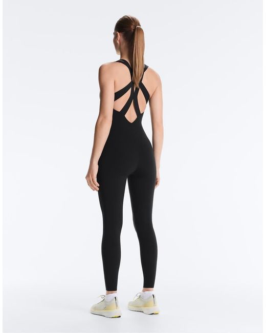 Oysho White Compressive Long Jumpsuit With Double Strap