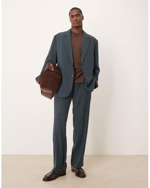 ASOS – locker geschnittene oversize-anzugjacke in Blue für Herren