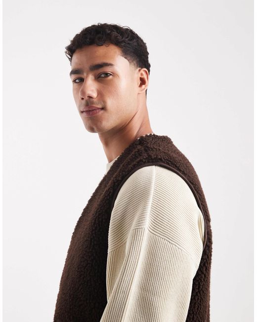 ASOS Brown Borg Utility Vest for men