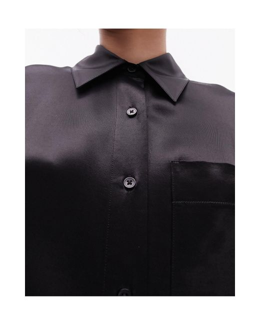 Camisa larga negra TOPSHOP de color Black