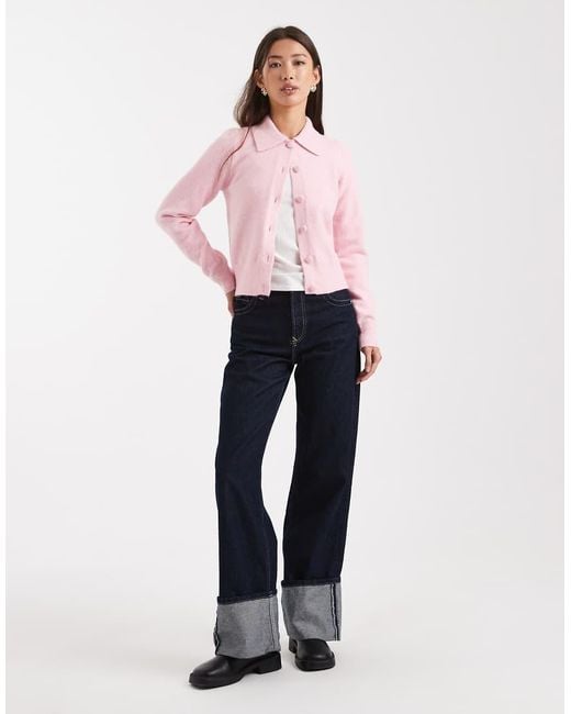 New Look Pink Collar Cardigan