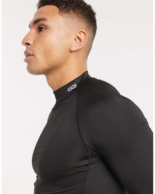 4505 Black Asos Icon Training Base Layer Long Sleeve T-shirt With Quick Dry for men