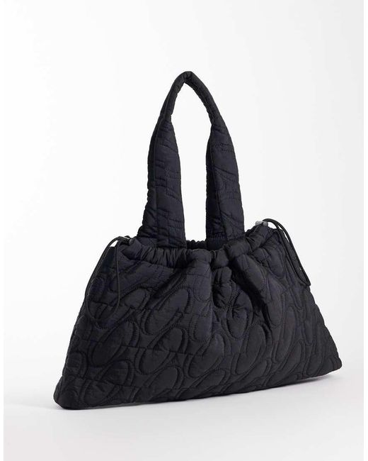 4505 Blue Woven Logo Quilted Tote With Adjustable Toggle