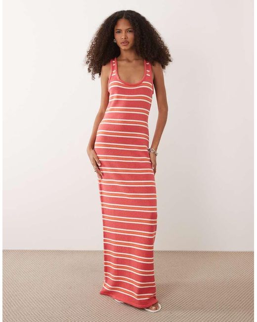 ASOS Knitted Maxi Summer Dress in Red | Lyst UK