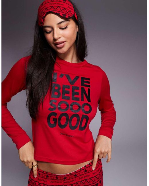 Juicy Couture Red Ive Been So Good Logo Christmas Pyjama And Mask Set