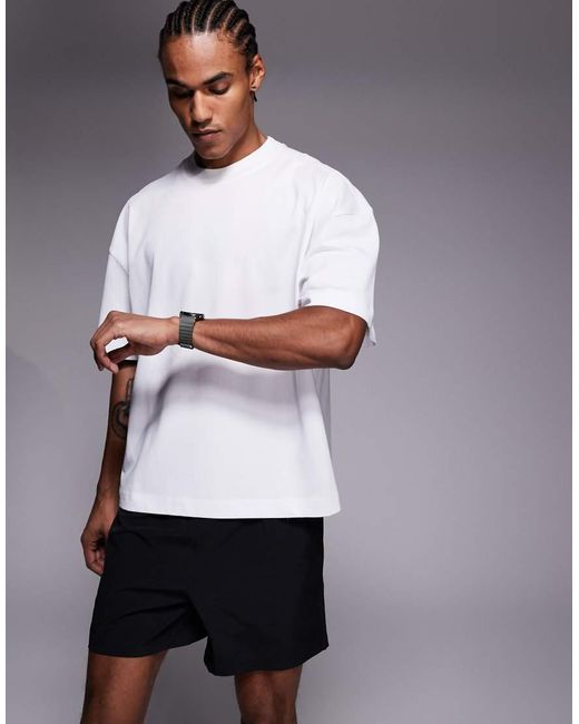 4505 White Heavyweight Cotton Boxy Drop Shoulder T-shirt With Quick Dry Finish for men