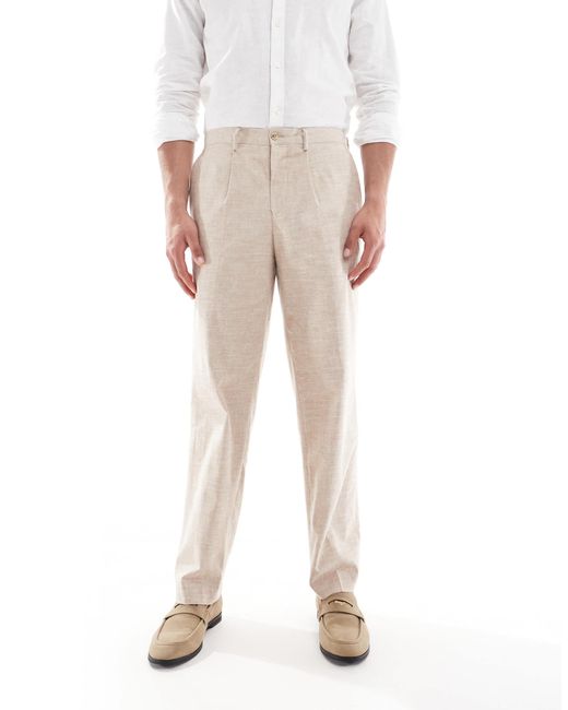 Jack & Jones White Premium Relaxed Fit Linen Suit Trouser for men