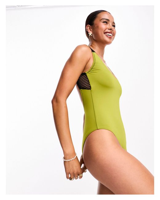 Nike Green Explore Wild Keyhole Back Mesh Swimsuit