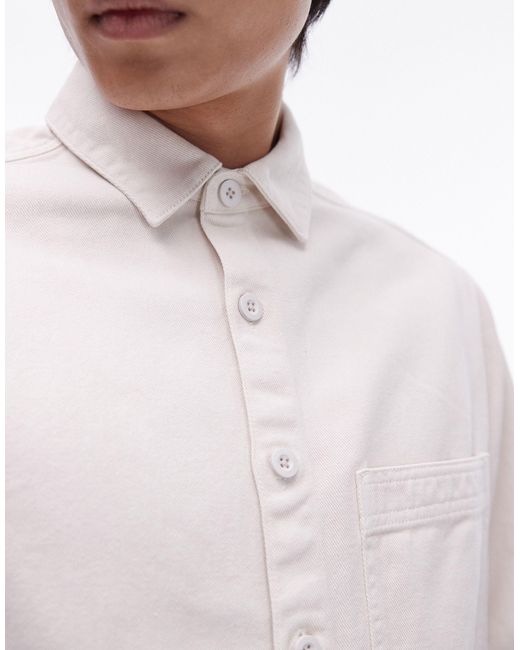 Topman – langärmlige hemdjacke aus twill in White für Herren