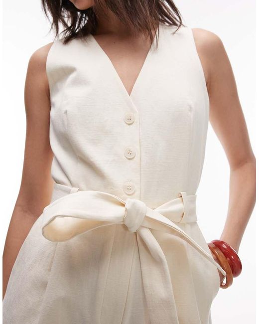 & Other Stories White Tailored Belted Playsuit With V-neck