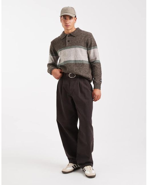 Levi's Gray Redwood Chest Stripe Rugby Knit Jumper for men