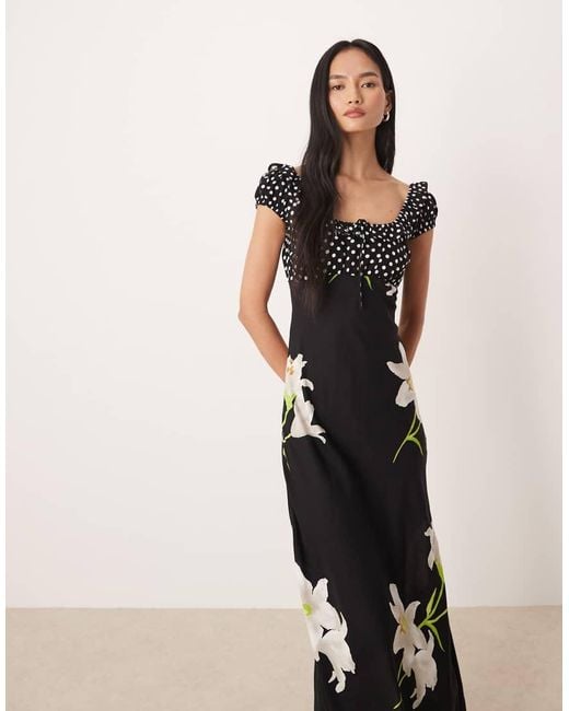 ASOS White Scoop Neck Maxi Dress With Frill And Tie Detail