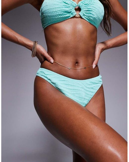 River Island Blue Crinkle Bikini Bottom
