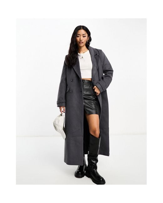 Pimkie Black Wool Mix Maxi Formal Coat