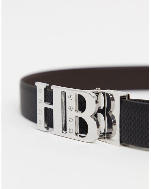 BOSS by HUGO BOSS – Strukturierter Ledergürtel mit HB-Logo in Schwarz für  Herren | Lyst DE