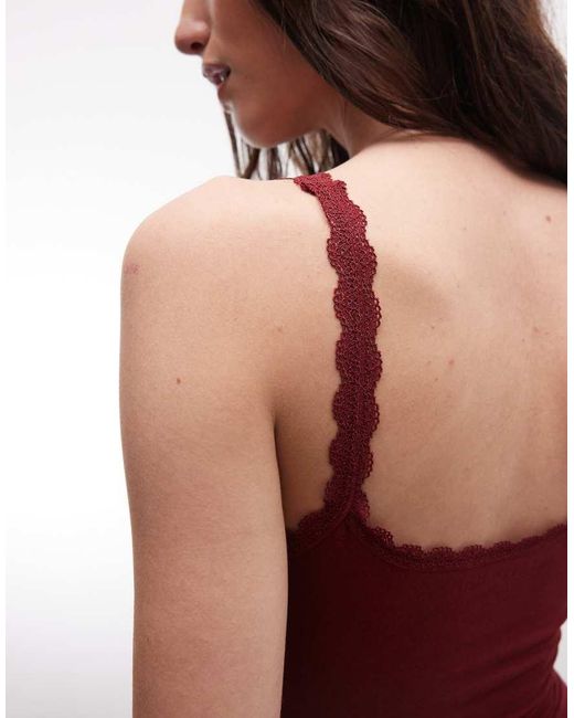 Collusion Red Lace Trim Cami Top