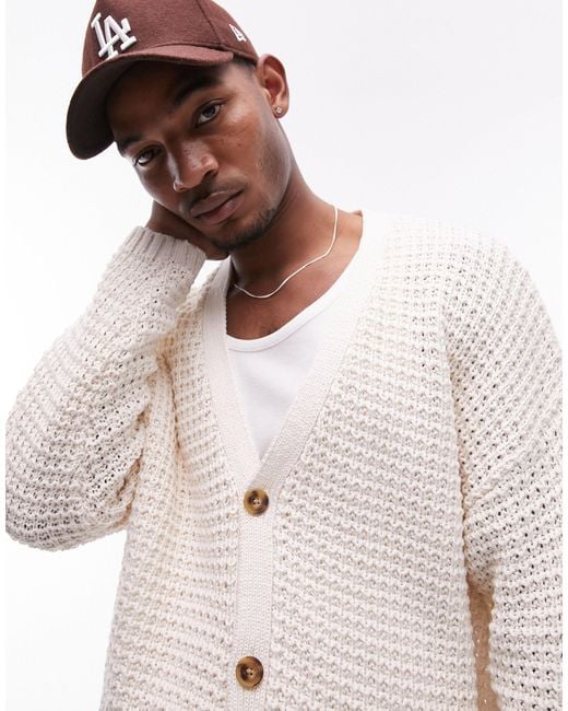 Topman White Crochet Cardigan for men