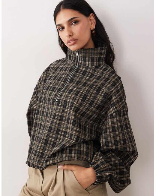 ASOS Brown Brushed Half Zip Windbreaker Jacket