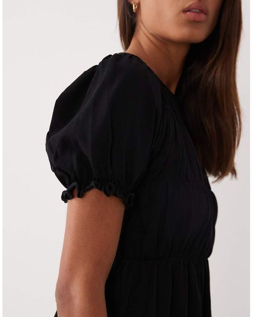 Miss Selfridge Black Shirred Smock Mini Dress