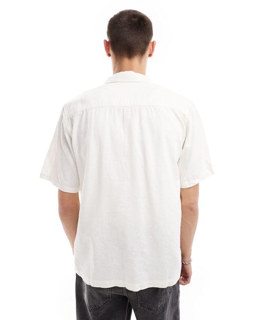 Chemise décontractée en lin mélangé à manches courtes - cassé Weekday pour homme en coloris White