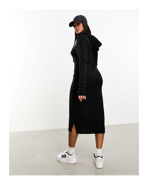Threadbare Black Quinnie Hoodie Midi Jumper Dress