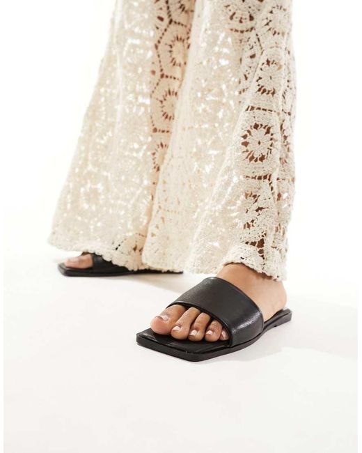 ASOS White Wide Fit Fig Square Toe Flat Sandals
