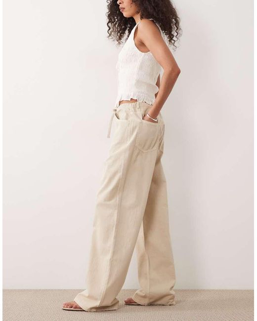 ASOS Natural Pull On Wide Leg Jeans