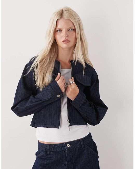 Collusion Blue 90s Denim Fitted Jacket