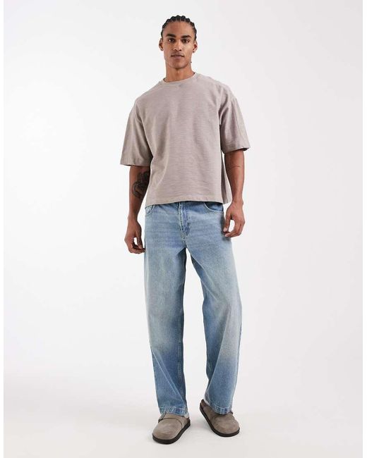 ASOS Gray Boxy Oversized T-shirt With Seam Detail for men