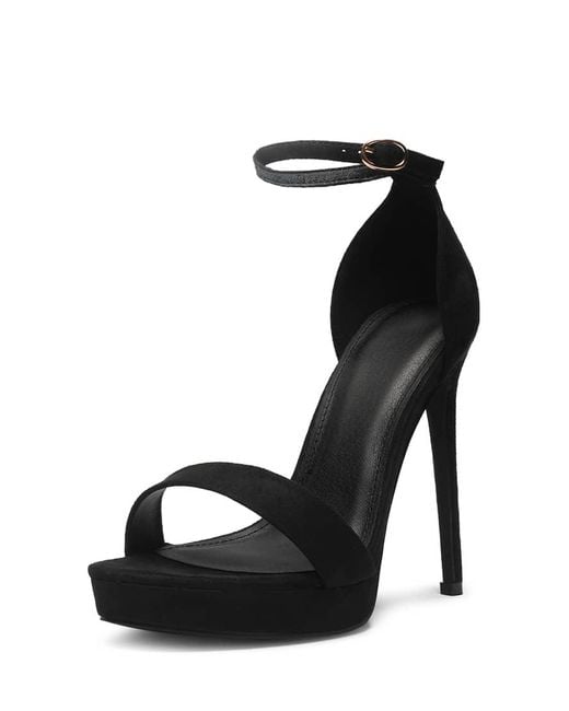 SEQWL Black Classic Platform Heeled Sandals With Strap