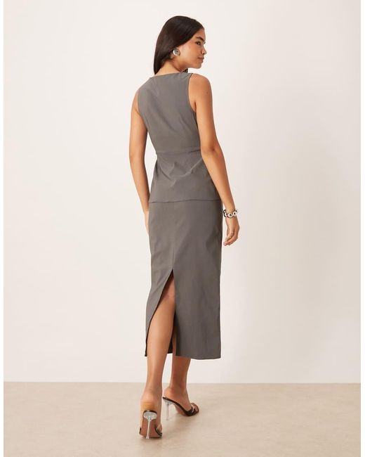 ASOS Natural Slash Neck Button Down Midi Dress